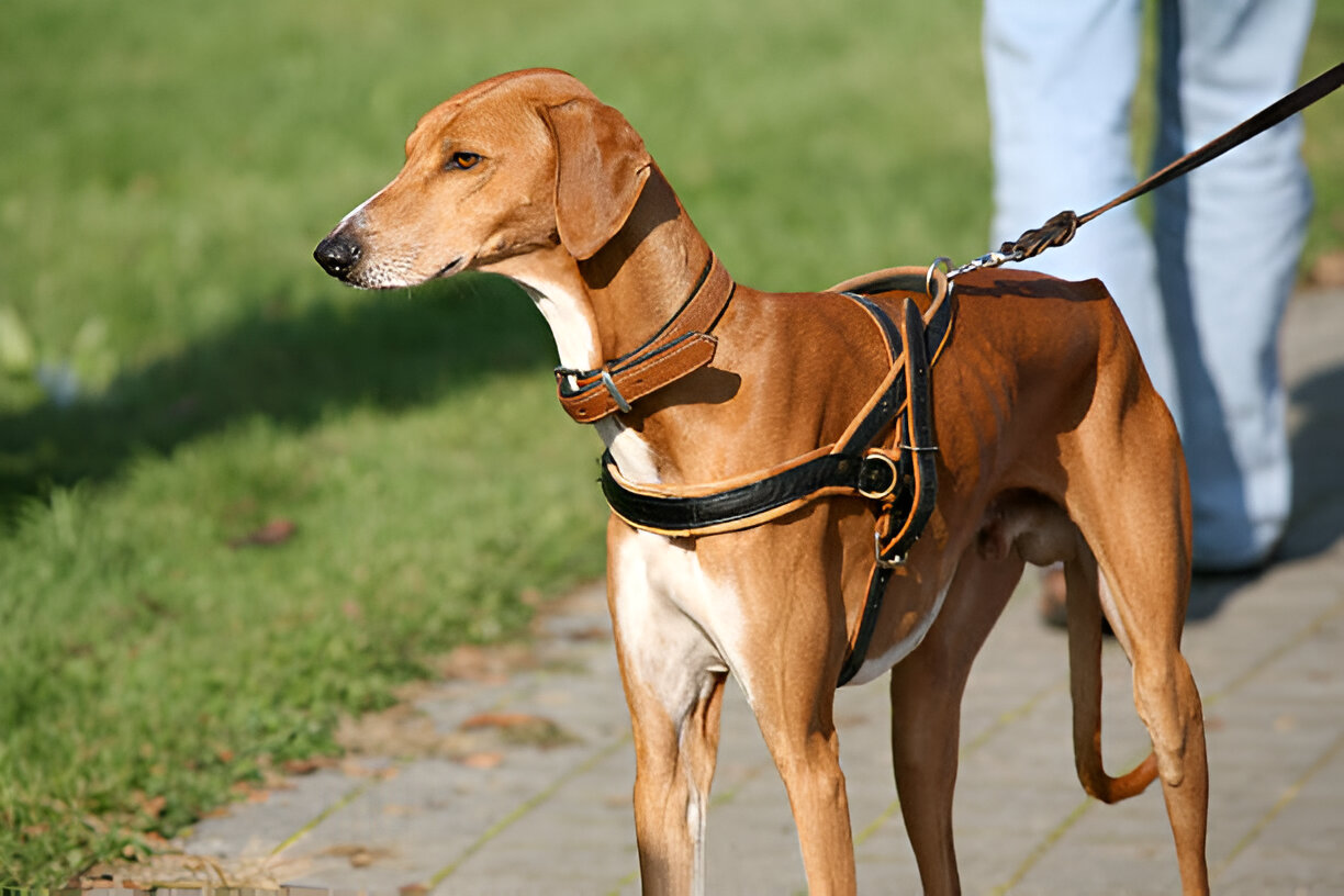 Uncommon Azawakh dog at international breed showcase.