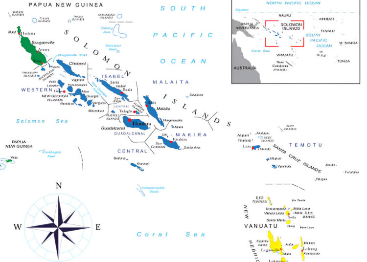 Native habitat of the Eclectus Parrot in Solomon Islands and New Guinea