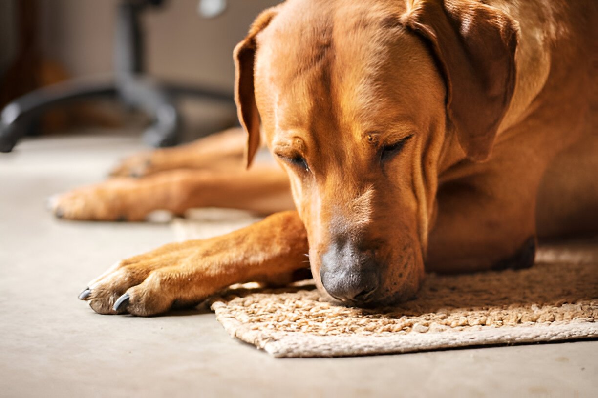 Dog resting peacefully in a sunlit room
